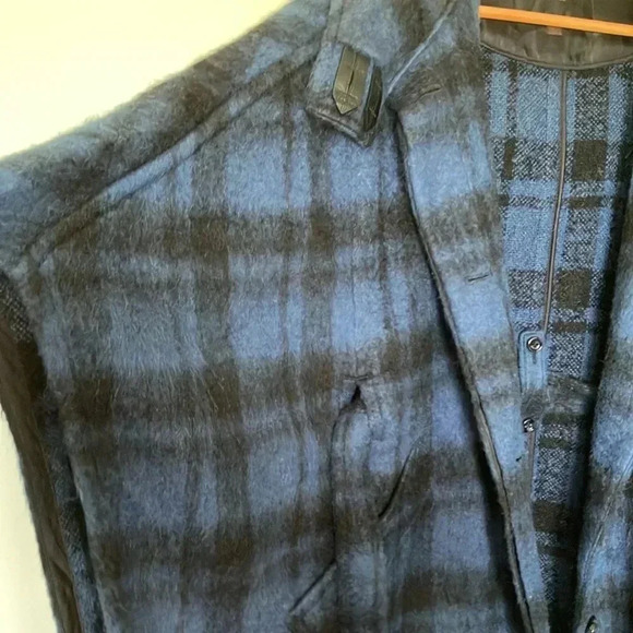 Coach New York blue black plaid wool alpaca cape belted belt hooded  hood jacket - Picture 9 of 11